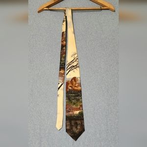 Lost Kingdom lion safari scene neck tie. 56" long